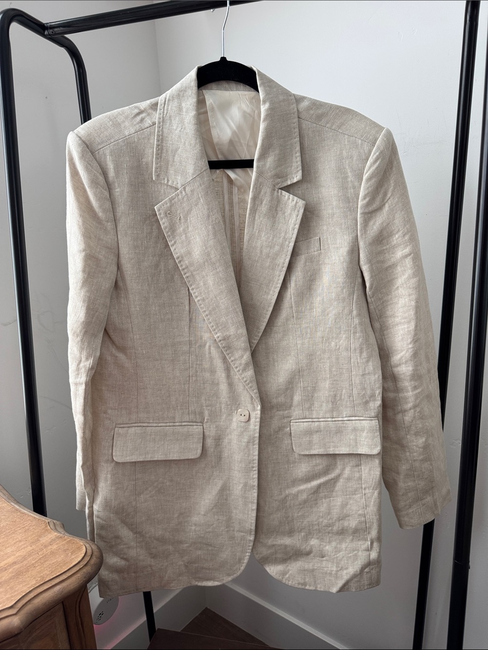 Song of Style Oversized Cream Linen Blazer - Tailored Single-Button Sport Coat